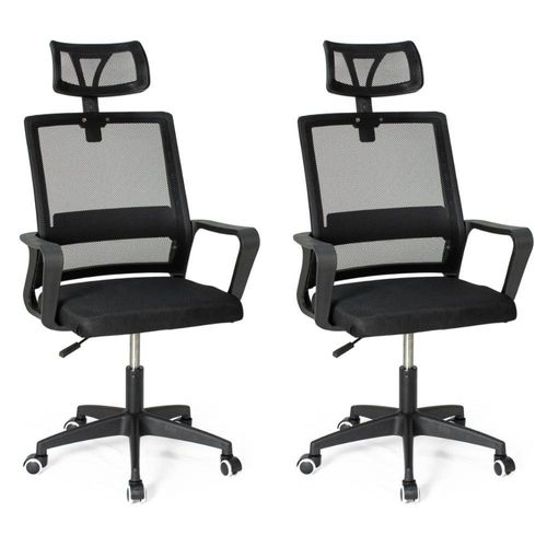 Kit 2 Cadeiras De Escritório Giratória Executiva Pro Com Regulagem De Altura - Preto