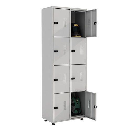 Armário Roupeiro de Aço 8 Portas - Academia Guarda-Volumes EA702 - Cinza