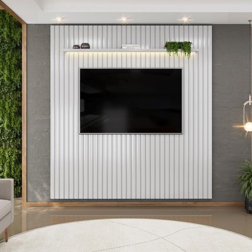 Painel para TV até 75 Polegadas Ripado com LED DJ Móveis Trento 223 Bali