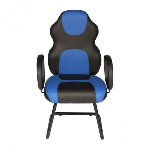 Cadeira Gamer Base Fixa Com Braço Gamer Racing Azul