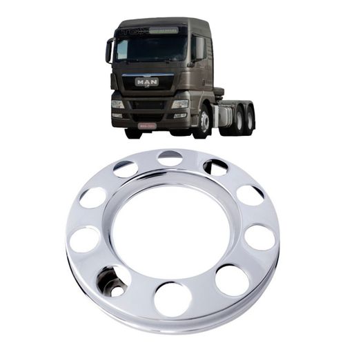 1 Calota 10 Furos Aro 20 22 22,5  Roda Dianteira Metal Caminhão Ônibus