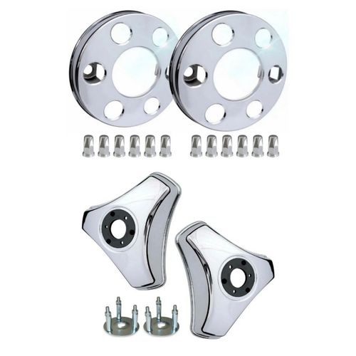 Kit Calota Metal Caminhão 3/4 Onibus Motorhome - Trailer Aro 16 17,5 Dianteria + Tração + Capa de Porca