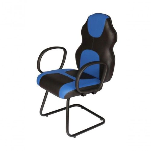 Cadeira Gamer Base Fixa Com Braço Gamer Racing Azul