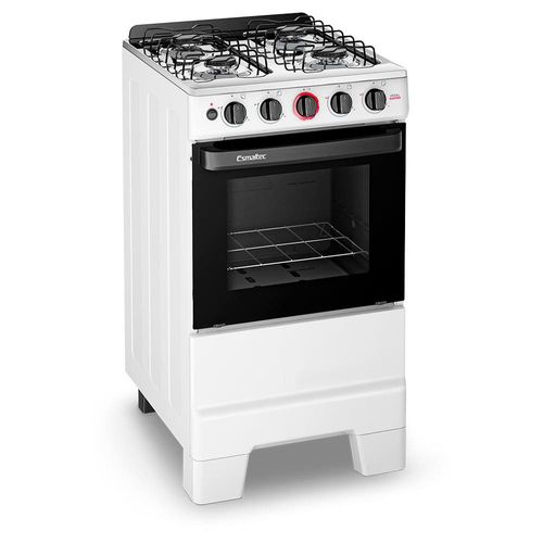 Fogão de Piso a Gás Esmaltec 4 Bocas Ideal Super Mesa Inox e Forno Limpa Fácil 50L - Branco