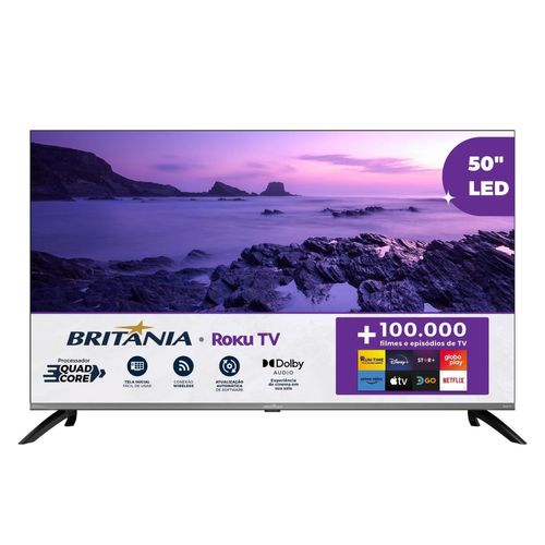 Smart TV 50” 4K UHD Britânia B50CRA Roku TV HDR10 Dolby Audio Space Gray
