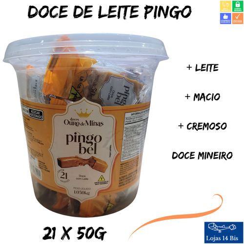 Doce de Leite Pingo Bel de Leite Ouro de Minas 1.050 Kg 21x50g