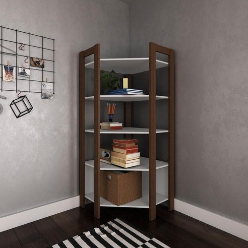 Estante Escritório De Canto Multimóveis Cr25067 Branca/Nogal