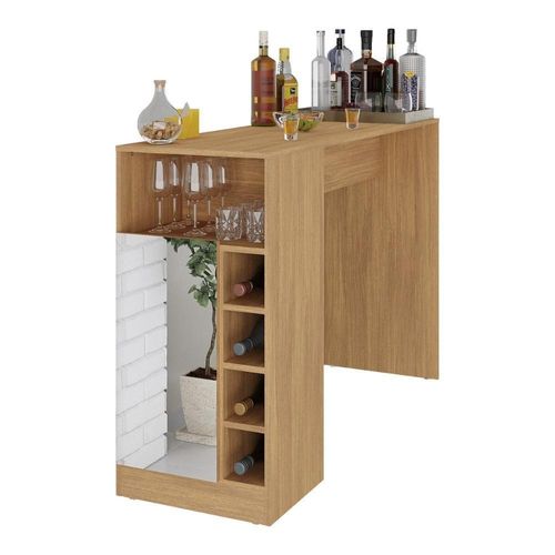 Bar Bancada com Adega 1 Porta e Espelho Multimóveis Mp1090 Madeirado