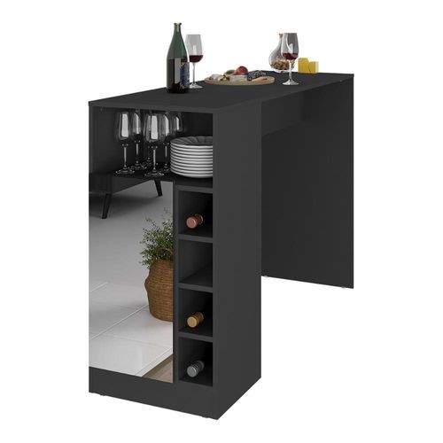 Bancada Balcão/mesa de Cozinha com Adega 1 Porta e Espelho Multimóveis Mp2248 Preto