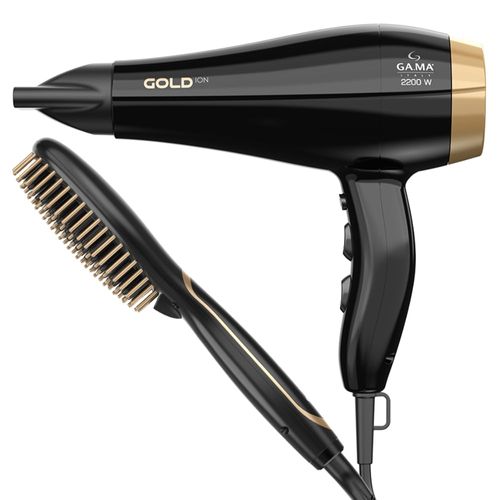 Kit Secador e Escova Alisadora Gold Ion Argan