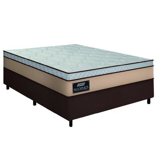 Cama Box Casal Queen Gazin Colchão Molas Ensacadas 158x198x62cm Maximus Bege/Marrom