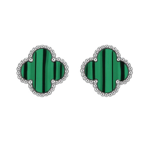 Brinco Flor 4 Pétalas Verde Aço Inox