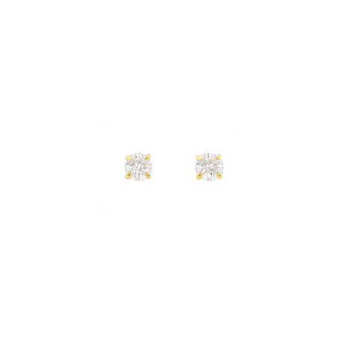 Brinco Ponto de Luz Redondo 0.3cm com Zircônias Banhado em Ouro18k