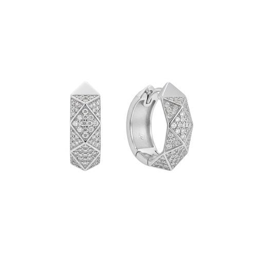 Brinco Argola Triângulos Luxury com Micro Zircônia Cristal Banhado a Prata