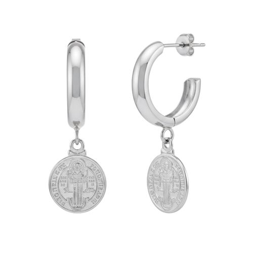 Brinco Argola Meia Cana São Bento Banhado a Prata