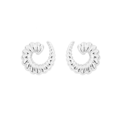 Brinco Formas Caracol com Detalhes Banhado a Prata