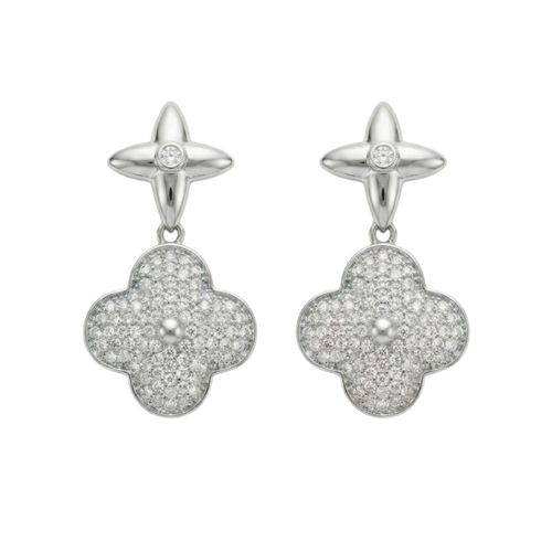 Brinco Flor 4 Pétalas com Micro Zircônia Banhado a Prata