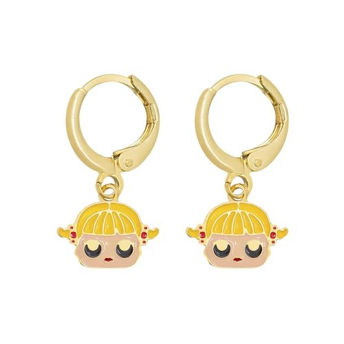 Brinco Infantil Argolinha Boneca Loira Banhado em Ouro18k