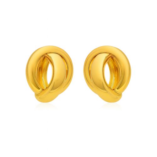 Brinco Formas 2 Fios Oval Abaulado Banhado a Ouro