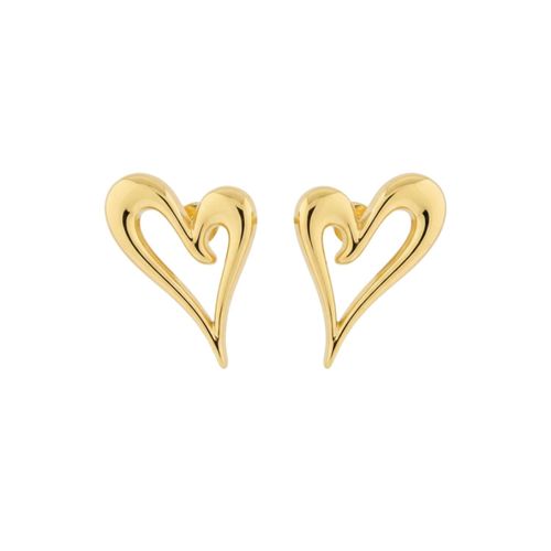 Brinco Coração Vazado Banhado a Ouro