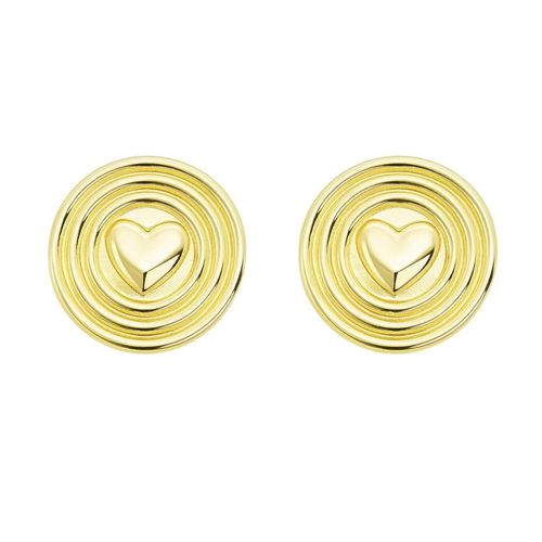 Brinco Formas Redondo com Coração Banhado a Ouro