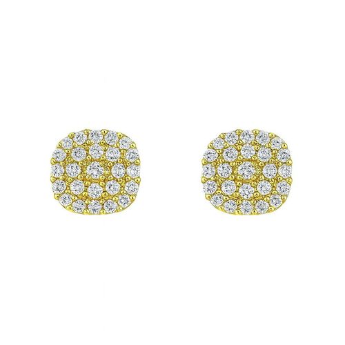 Brinco Quadrado Zircônia Cristal Banhado a Ouro