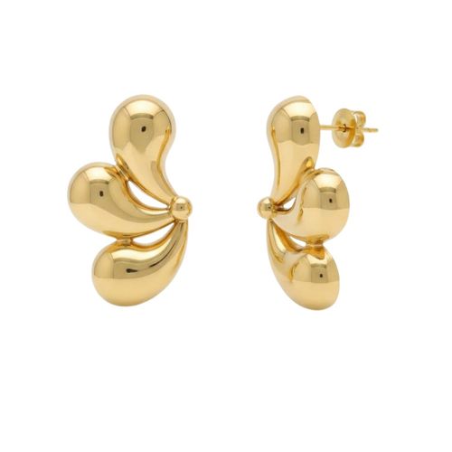 Brinco 3 Gotas Lisa Banhado a Ouro