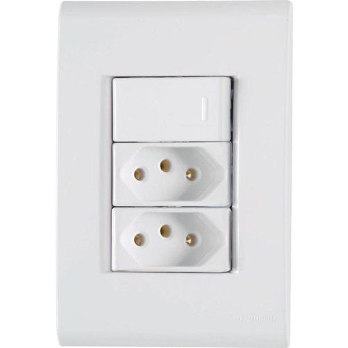 Conjunto 4 X 2 Com 1 Interruptor Simples 10a 250v E 2 Tomadas 2p+t 20a 250v Liz Branco - Tramontina