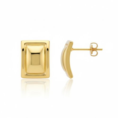 Brinco Formas Retângulo Abaulado Banhado a Ouro