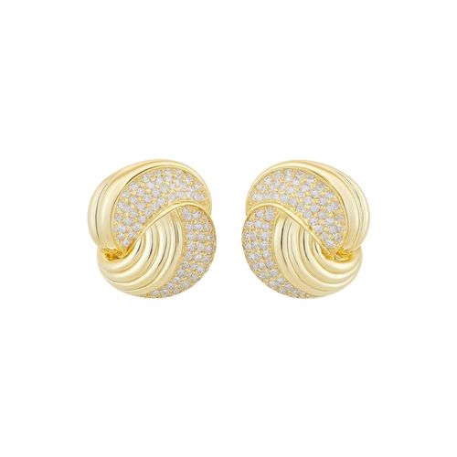 Brinco Entrelaçado com Micro Zircônia Cristal Banhado a Ouro