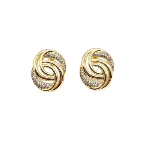 Brinco Nó com Micro Zircônia Cristal Banhado a Ouro