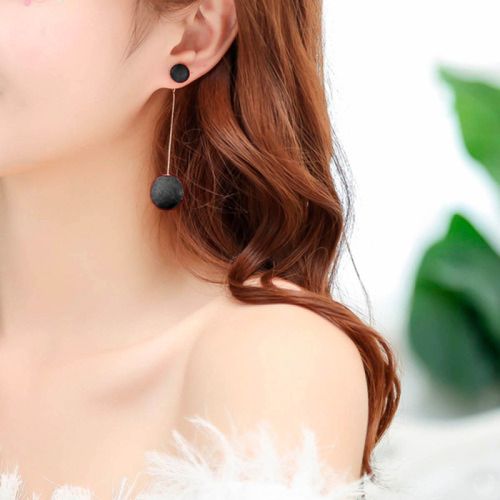 Brincos Bola Preto Sobrepor Delicado Feminino Festa Luxo