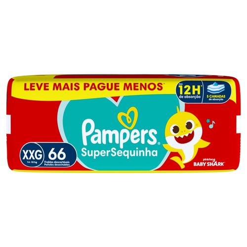 Fralda Descartável Pampers Supersequinha XXG 66 Unidades