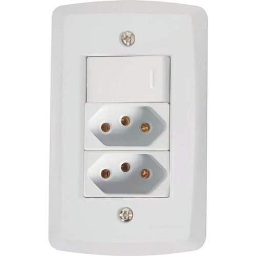 Conjunto 4 X 2 Com 1 Interruptor Simples 10a 250v E 2 Tomadas 2p+t 10a 250v Lux2 Branco - Tramontina