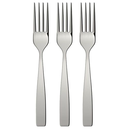 Conjunto de Garfos para Sobremesa Euro Home Lisos Inox - 3 Peças