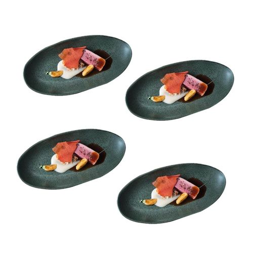 Conjunto de Travessas Ovais Grandes Porto Brasil Orgânico Greenery 32x16cm - 4 Peças