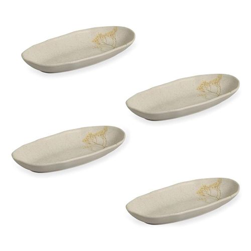 Conjunto de Travessas Oval Funda G Porto Brasil Orgânico Campestre em Stoneware – 4 Peças