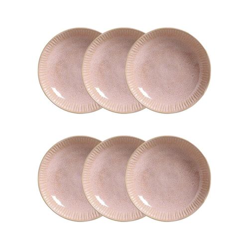 Conjunto de Pratos Fundos Porto Brasil Linhas Litchi Rosa Claro 830ml - 6 Peças