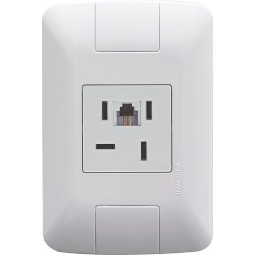 Conjunto 4x2 Com 1 Tomada Telefone 4p E Rj11 Tramontina Aria Branco Tramontina