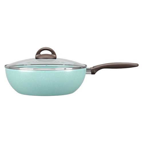 Panela Wok Brinox Suprema Ceramic Life Antiaderente 4,1L 28cm Tampa de Vidro Verde