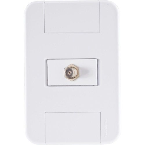 Conjunto 4x2 Com 1 Tomada Tv/sat Coaxial Tramontina Tablet Branco Tramontina