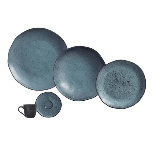 Aparelho de Jantar 30 Peças Porto Brasil Cerâmica Stoneware Orgânico Petroleum – Preto