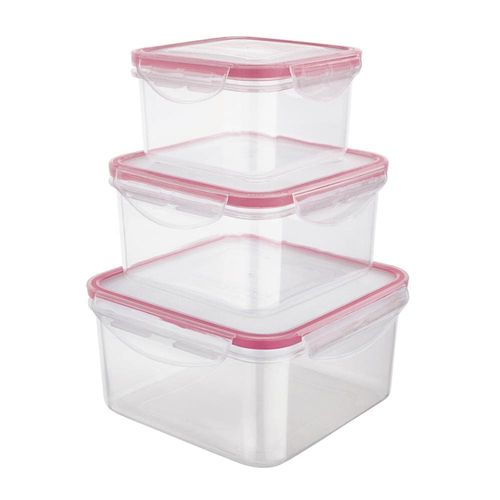 Conjunto de Potes Herméticos Quadrados Euro Home PLA3666-VM em Plástico – 3 Peças