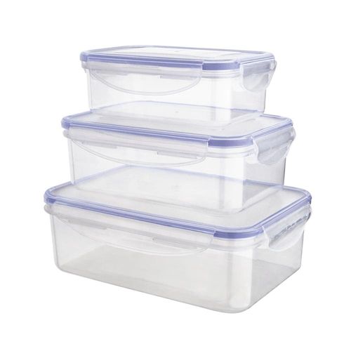 Conjunto de Potes Herméticos Retangulares Euro Home PLA3697-AZ em Plástico – 3 Peças
