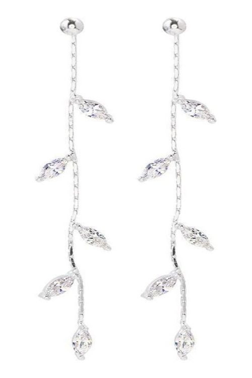 Brincos Flor Prateado Stras Sobrepor Delicado Feminino Festa