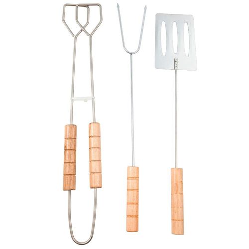 Conjunto para Churrasco Fracalanza Hanzo Wood em Aço Inox - 3 Peças
