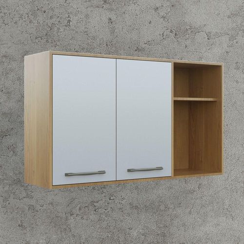 Armário Aéreo Para Cozinha 2 Portas 2 Nichos 120 Cm áustria Valdemóveis Cinamomo/off White