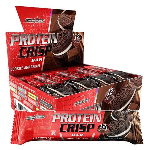 Barra Proteína Whey Crisp Bar 12 Unidades - Integralmedica Cookies And Cream