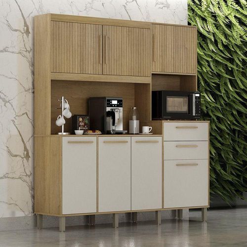 Armário De Cozinha 7 Portas 2 Gavetas Quartzo Valdemóveis Cinamomo/off White
