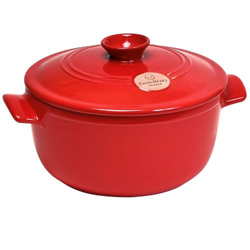 Caçarola com Tampa 2,5 L Emile Henry em Cerâmica Vermelha - 22 cm